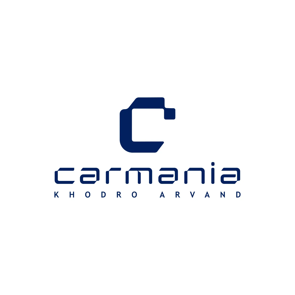لوگوی لاتین carmania با نشان C و زیرنویس KHODRO ARVAND
